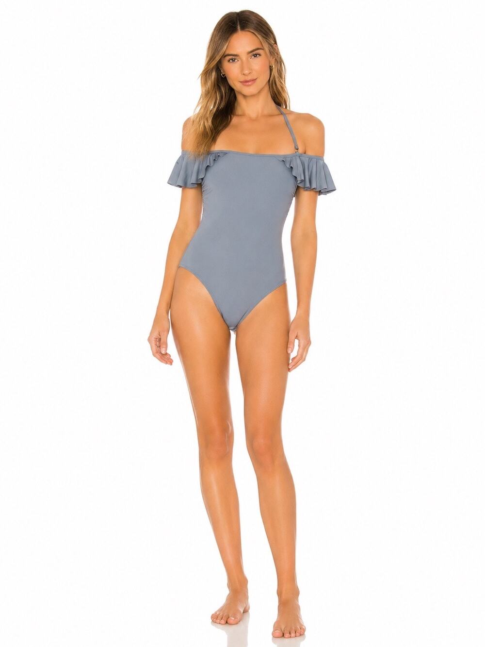 VINCE CAMUTO Ruffle Off The Shoulder One Piece Swimsuit
